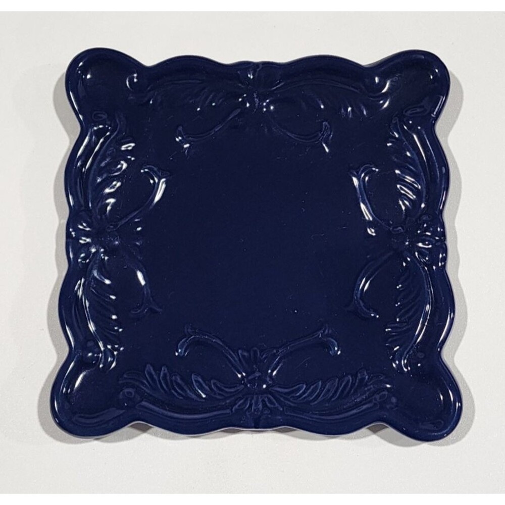 California Pantry Classic Ceramic Square Plate Blue Trivet 6 inch
